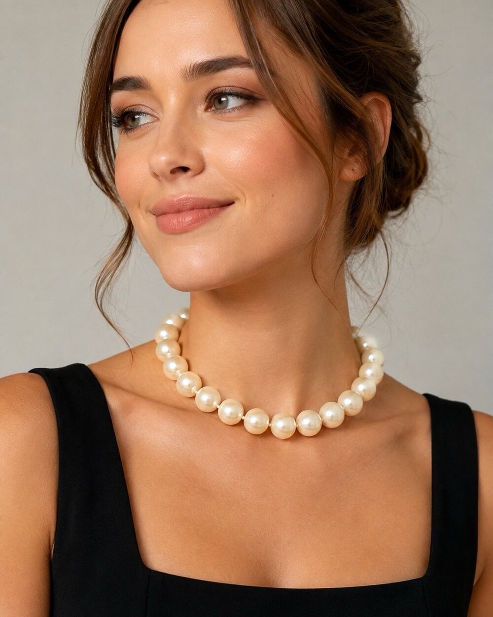 Large Faux Pearl Choker Necklace